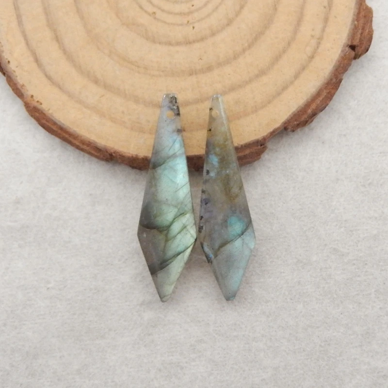 

Серьги из натурального камня лабрадорит, бусины, блестящие аксессуары для сережек 34x9x5 мм, 4,2 г, поделки своими руками, ювелирные изделия