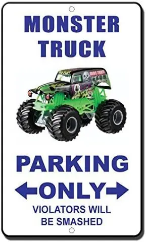 Street Sign 8x12 Inch Monster Truck Parking Only Violators Will Be Smashed Outdoor Decor Tin Metal Signs sign