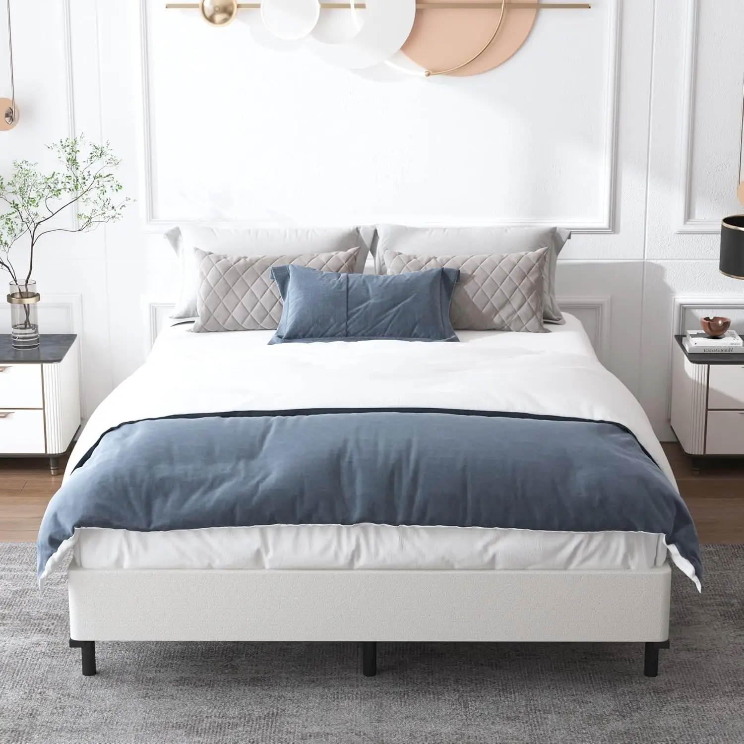 Queen Box Spring 9 Inch, Heavy Duty Mattress BoxSpring Foundation, Sturdy Queen Box Springs for Bed with Fabric Cover Set