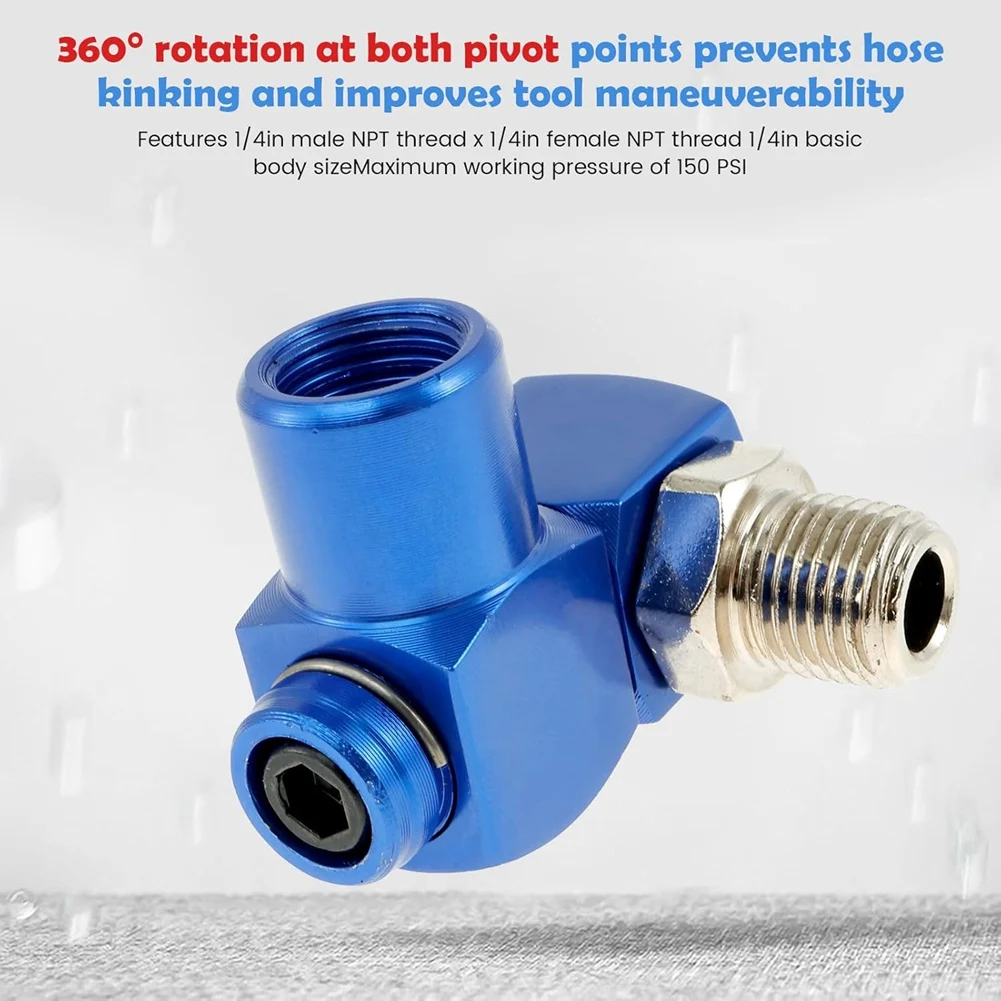 

ABGE-4Pcs Air Hose Connector,360 Degree Rotatable Air Hose Fitting Aluminum 1/4 Inch Industrial Swivel Air Fittings 150PSI