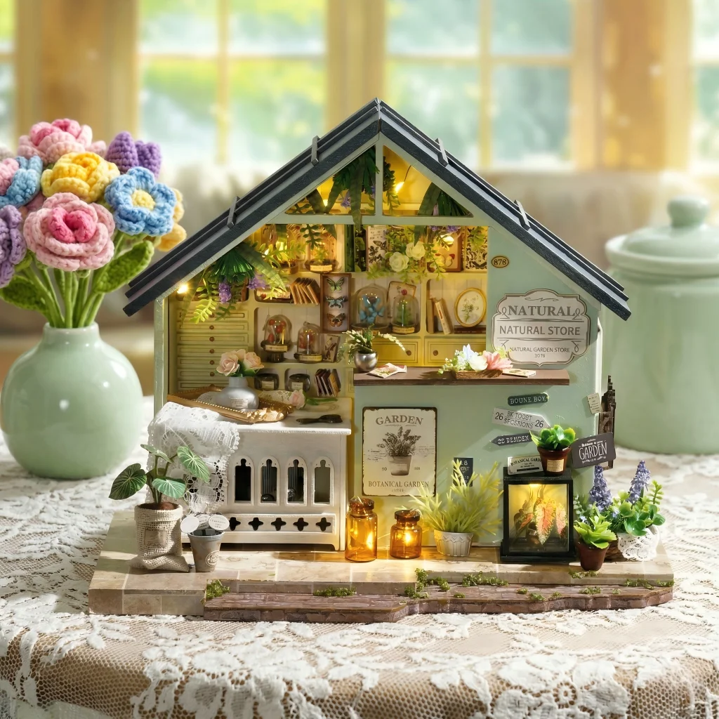 

OUZEY DIY Mini Doll House 3D Puzzle Assembly Building Model Kit Toys Home With Furniture Decoration Wooden Crafts Xmas Gift