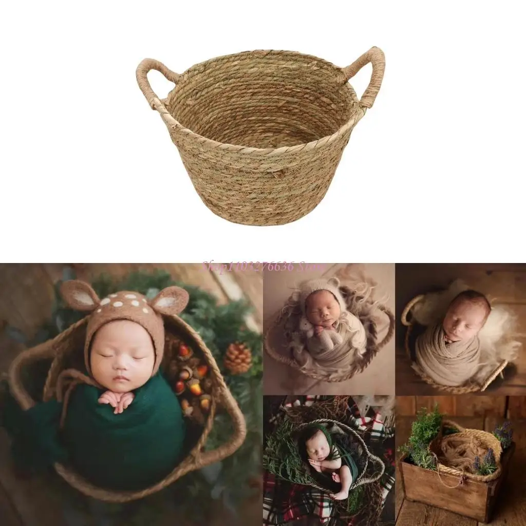 

R6FD младенец фото реквизит Grass Basket Bab