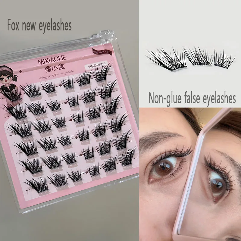 Self Adhesive Eyelashes Oblique Flying Fox System Lashes No Glue Individual Lashes Soft Lash Clusters Reusable  Eyelash Makeup