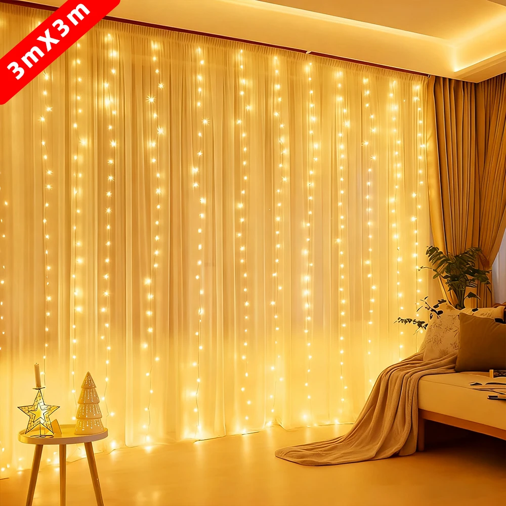 

Fairy Curtain Lights USB Plug in 8 Modes String Hanging Lights with Remote for Christmas Bedroom Indoor Outdoor Weddings Party