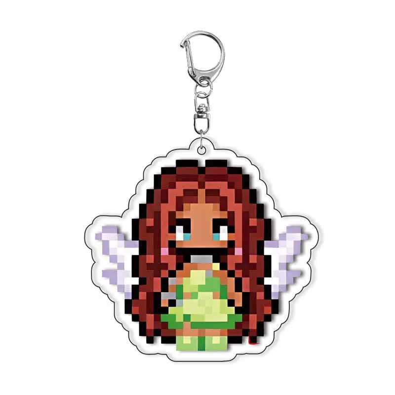 Fairy Pixel Acrylic Keychain Anime Surrounding Backpack Pendant Kawaii Keyring Student Bag Game Girl Decoration Festival Gift