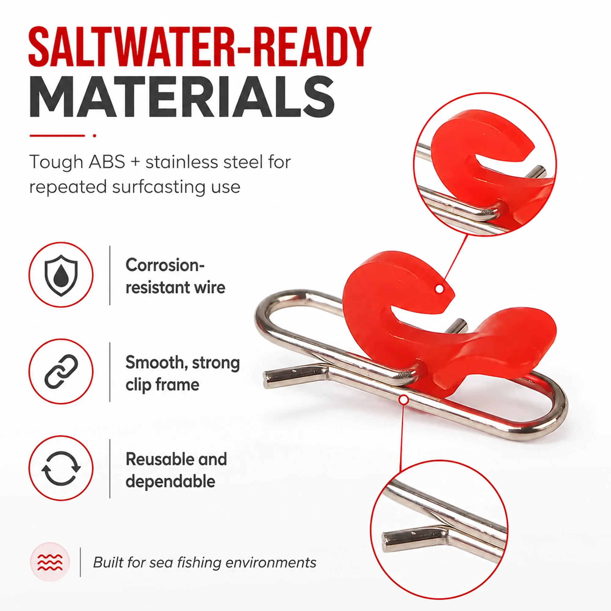 9KM Fishing Bait Release Clips 15pcs Surf Casting Bait Clips for Long Distance Casting Impact Release Clips for Pulley Rig