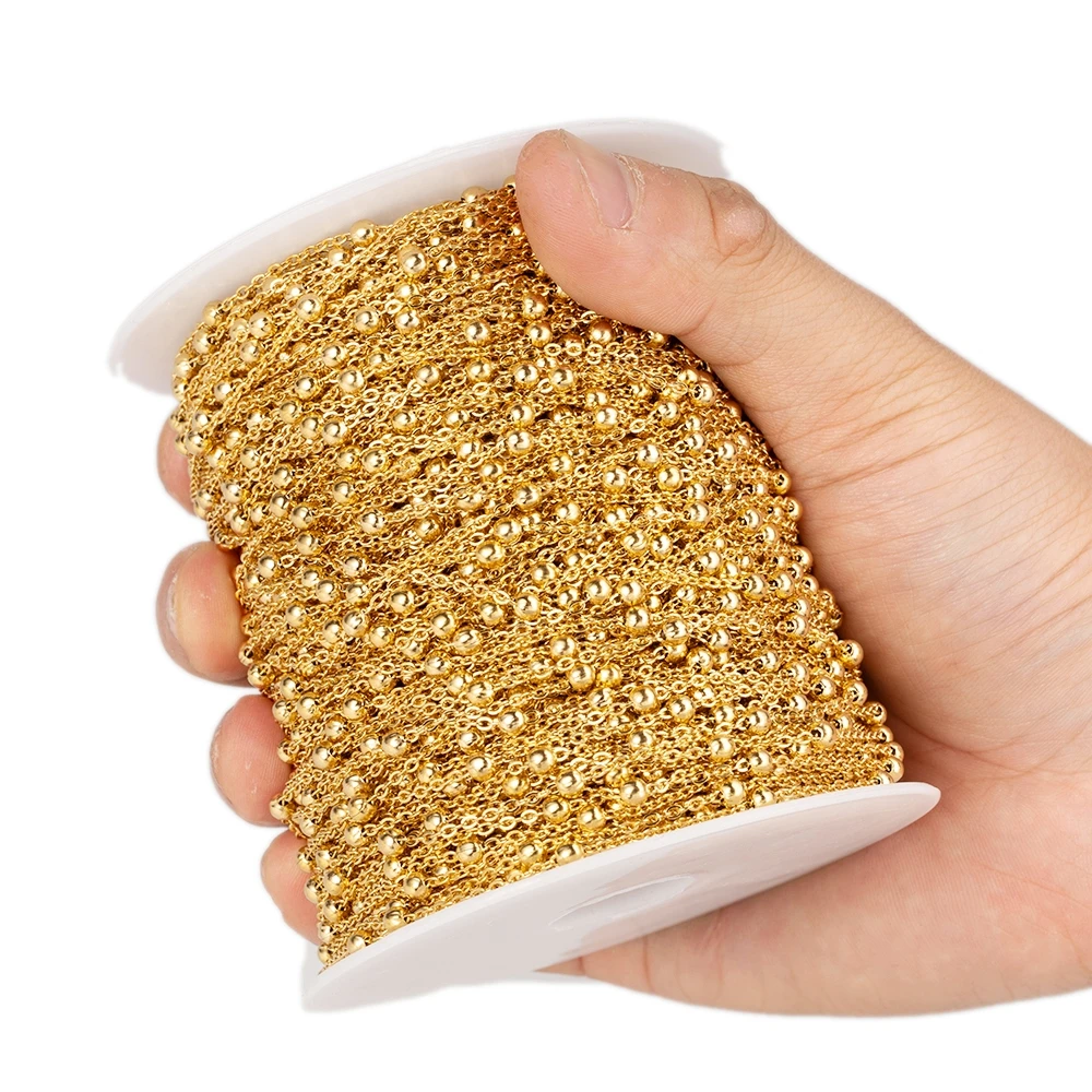 2/10Meters Stainless Steel Chains Gold Color Beads Chain for Jewelry Making DIY Necklace Bracelet Accessories Supplies Materials view 3