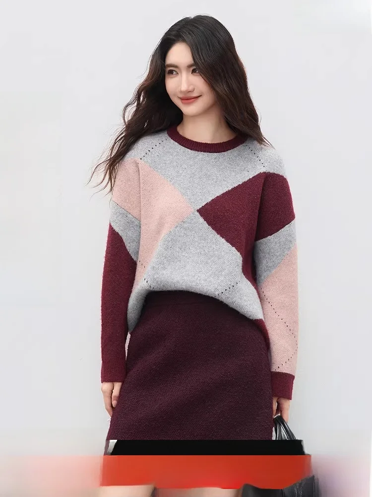 

Свободный женский трикотаж с полым дизайном, круглый Ne Long Sve, зимний топ, цвет, блузка, бархатная ткань, модный повседневный свитер