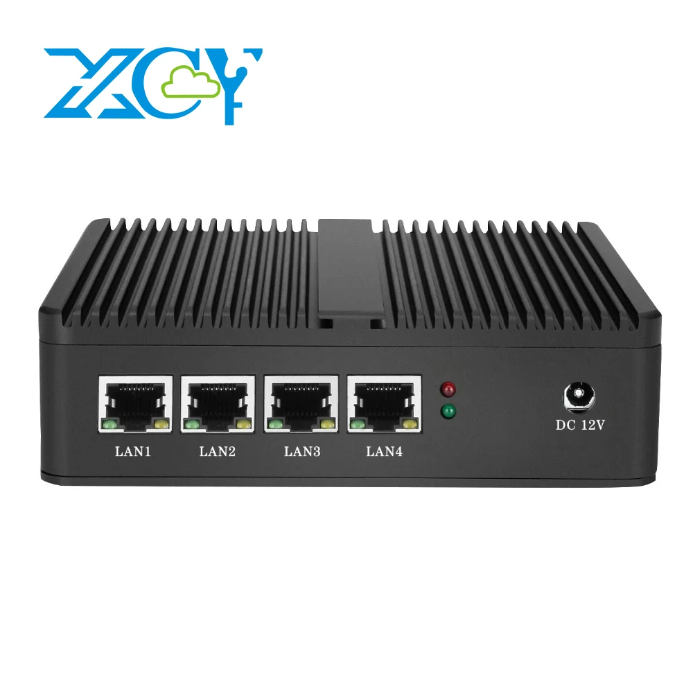 XCY Fanless Industrial Mini PC Celeron N2830 4x LAN HDMI VGA SIM Slot 4G Modem WiFi Win7/10 Linux For Firewall Digital Signage