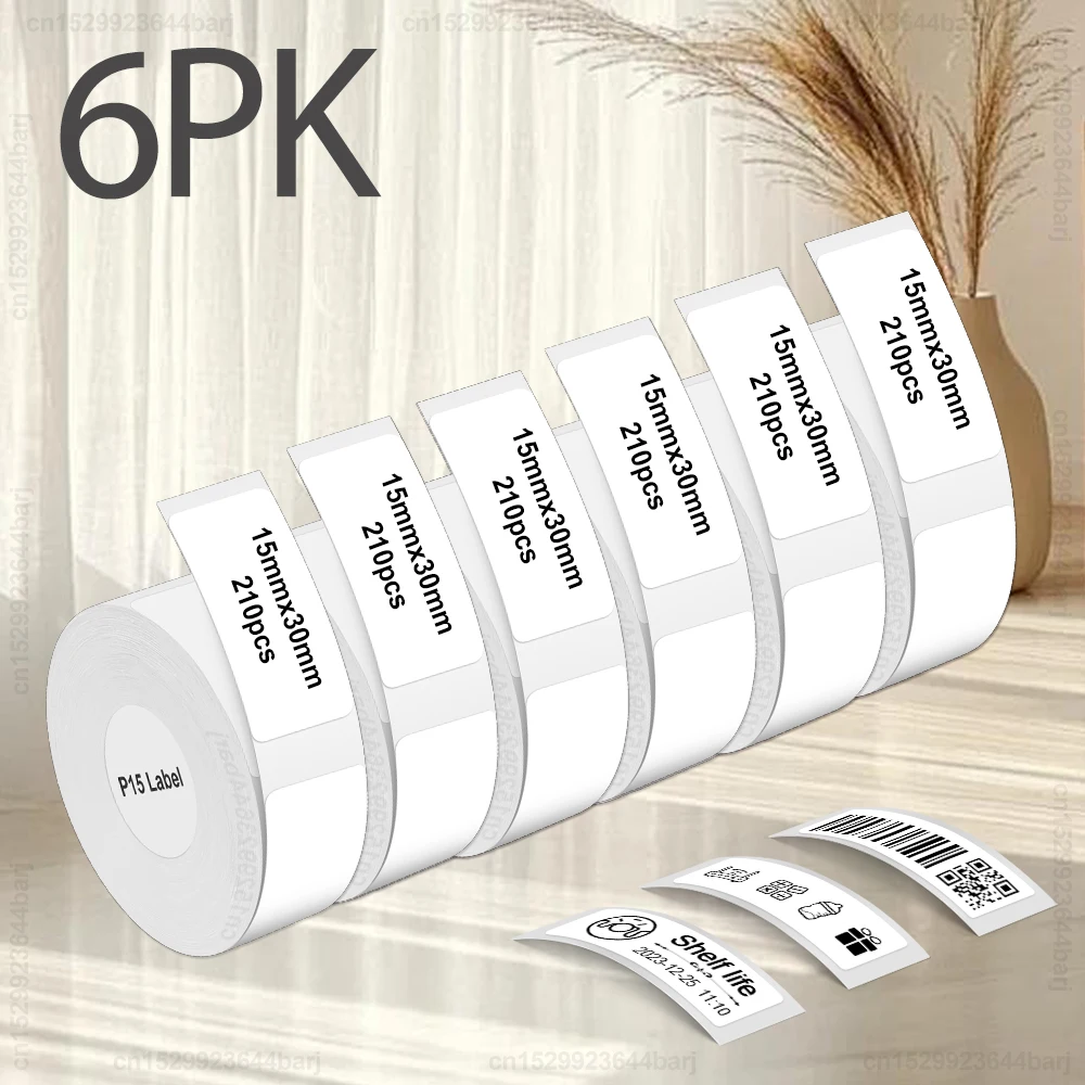 3pcs/6pcs P15 Label Printer Sticker 12*40mm Label Tape Thermal Label Paper Compatible Phomemo D30 Q30 Marklife P15 P12 Labeller