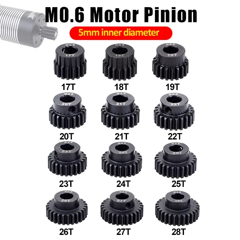 Übertreffen Hobby m2.5 5mm schwarz Stahl Metall Ritzel Motor Getriebe 17t 18t 19t 20t 21t 22t 23t 24t 25t 26t 27t 28t für 0,6 rc auto