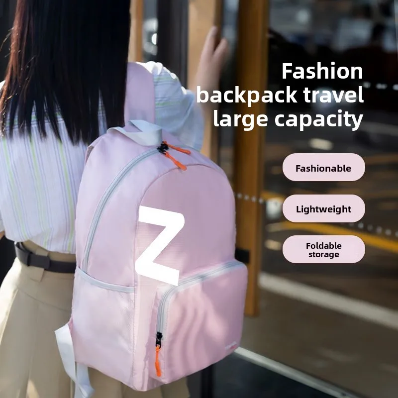 

2025 New Fashion Backpack Foldable Backpack for Short Trips for Men's Schoolbag for Female Students Large Capacity Water-proof