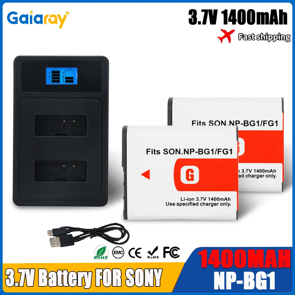NP-BG1 NP-FG1 NP BG1 FG1 Akku mit LCD-Doppelladegerät für Sony Cyber-Shot DSC-W100 DSC-WX1 DSC-H50 DSC-H55 DSC-H3 DSC-H7 Kamera