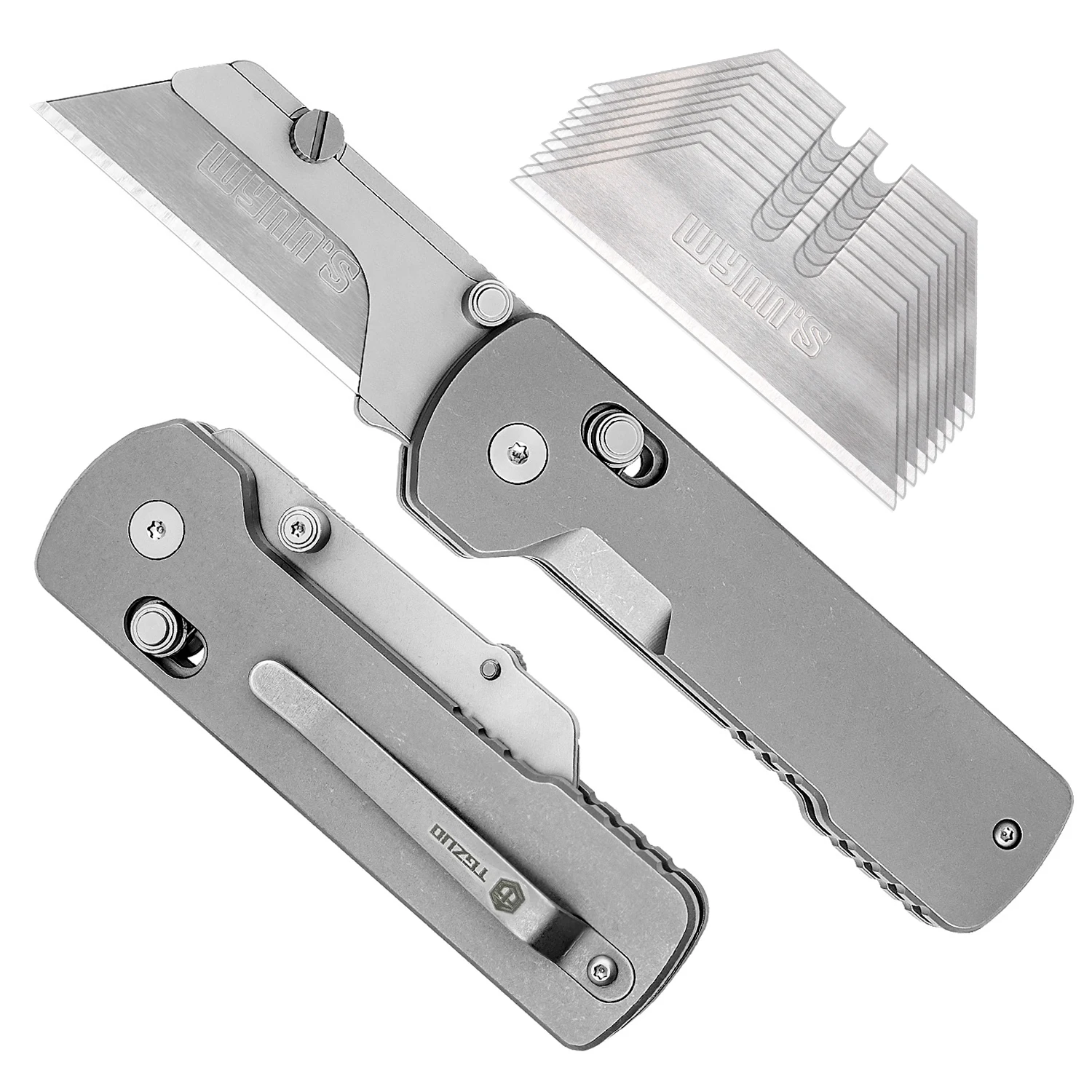 

Складной нож из титанового сплава, карманный универсальный нож, резак для бумаги, портативный режущий инструмент EDC для улицы, с 10 лезвиями