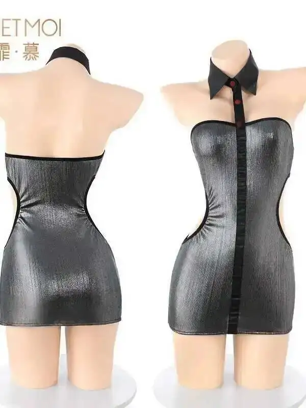 Spalla discoteca fianchi nudi che abbraccia mini abito sexy lingerie uniforme abito seducente elegante caldo sexy donne coreane top GLA8