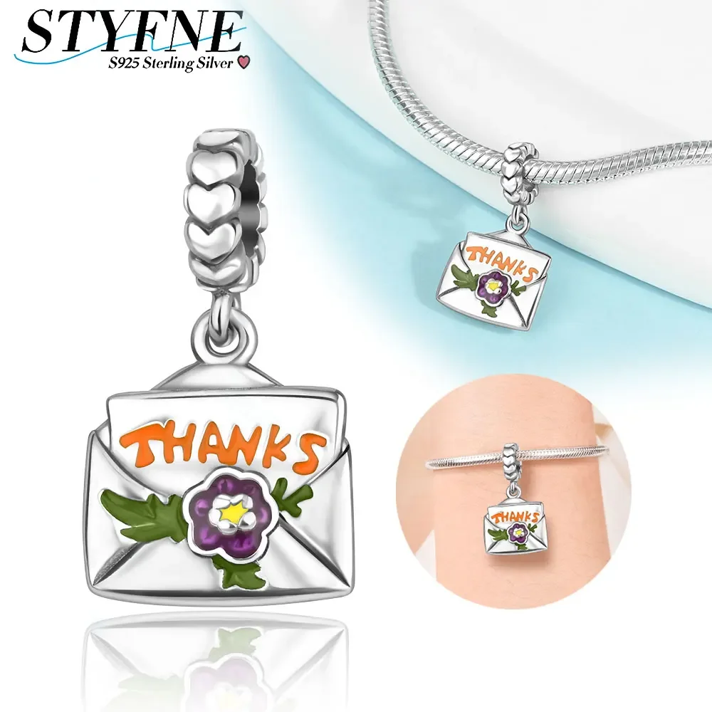 

New Original 925 Sterling Silver Life Series Thank You Letter Charm Beads for Women's Bracelet Diy Jewelry Accessories Gift