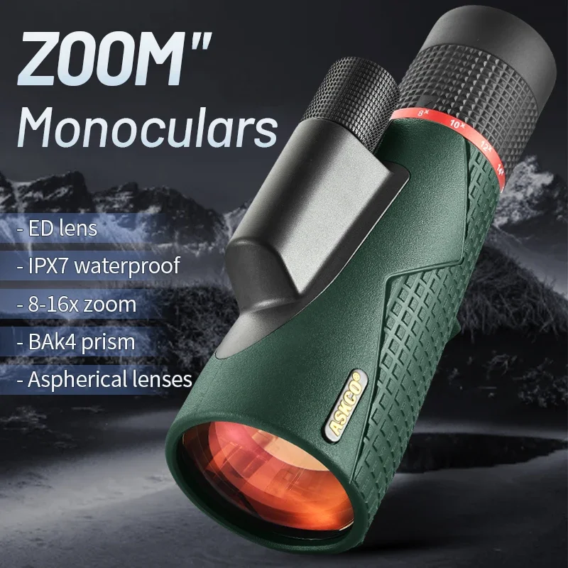 

8-16X56 ED Glass Monocular Telescope SMC Coating Remote IPX7 Variable Zoom BAK4 Portable Anti Shake Binocular Hunting Telescope