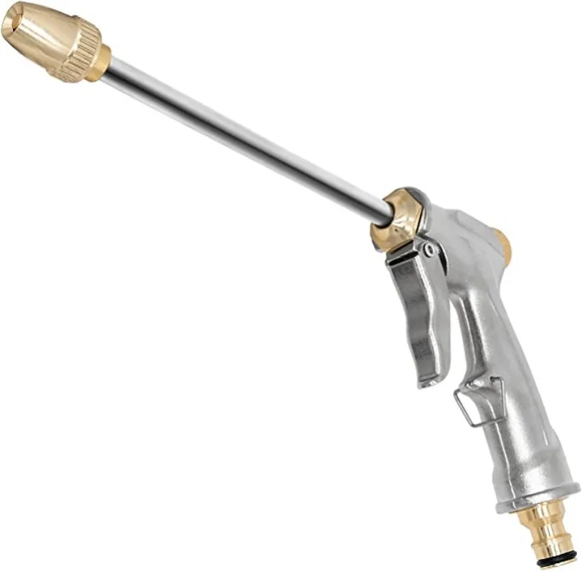 Garden Hose Spray Gun with Full Brass Nozzle, Perfect for Plants Watering, Cleaning, Car Washing and Pets Showering