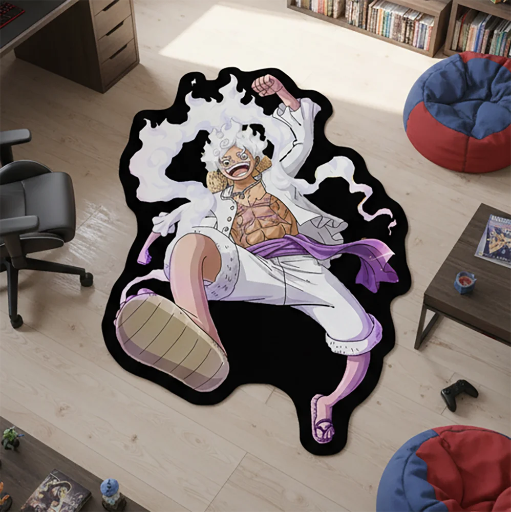 

Коврик с изображением аниме-персонажа Луффи Gear 5, коврик для пола в стиле One Piece, декор для детской комнаты, нескользящий ковер, коврик для домашних животных/игр, мягкое декоративное одеяло