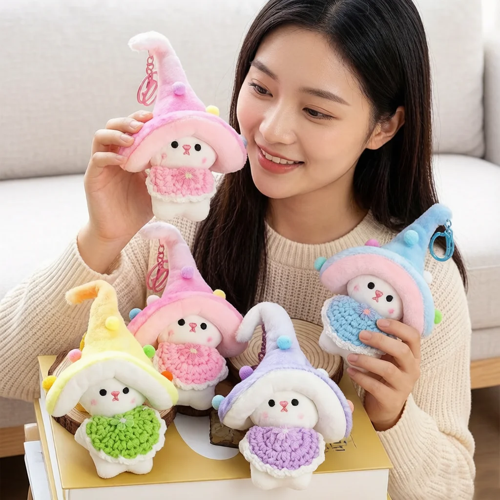 Colgante de Peluche de Hongo Elfo de 12cm, Kawaii, Fantástico, Colorido, Dulce, Animal, Llavero Decorativo para Bolso, Regalo para Novia