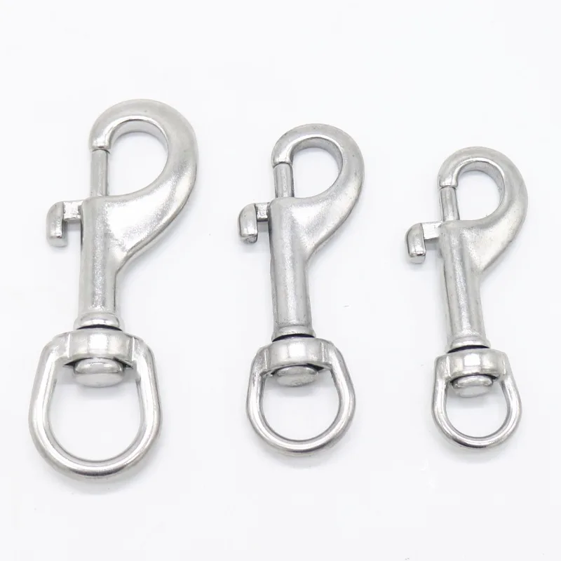 2pcs 316 Stainless Steel 73mm Scuba Diving Clips, Swivel Eye Snap Hook Dive Single Ended Swivel Eye Bolt Hook Buckle Dog Clip