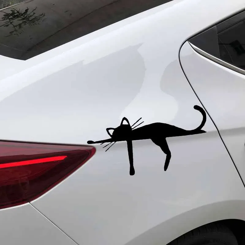 

2D Flat Black and White Cat Sticker – Stylish Car Decoration