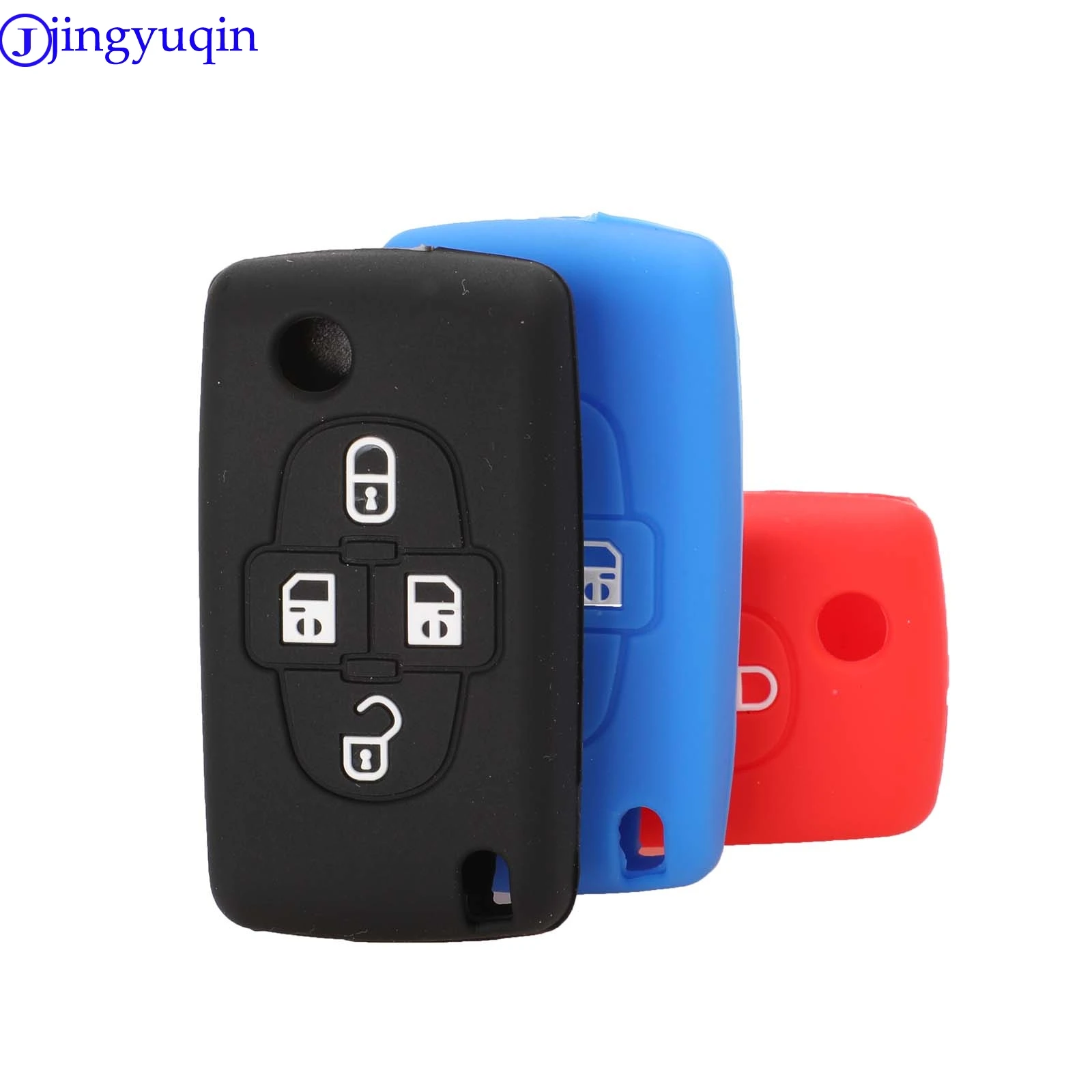 jingyuqin Remote Key Silicone Cover Case Car Key For Peugeot 1007 807 For Citroen C8 4 Buttons Folding Flid