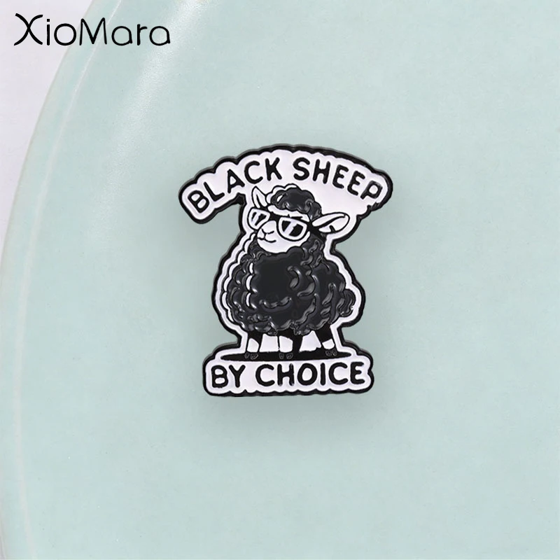 Cartoon Cool Black Sheep Enamel Pin, Funny 
