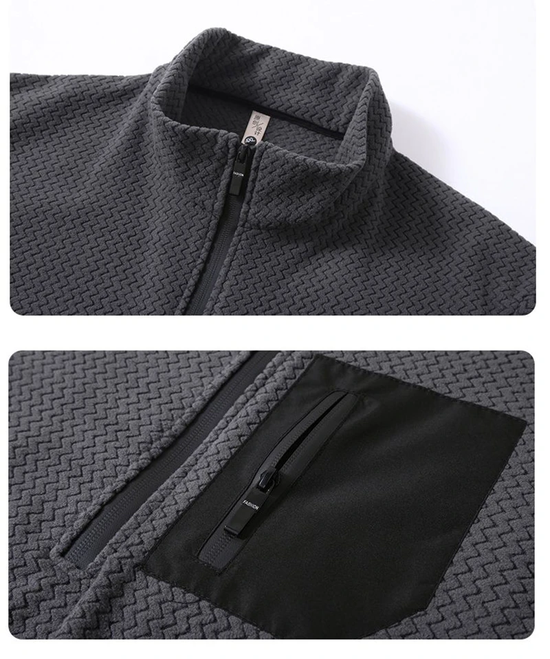Autumn Winter Wave Fleece Plus Size Mountain Outdoor Men Thermal Locking Warm Fleece Half-Zip Pullover Sweatshirt190kg 12XL
