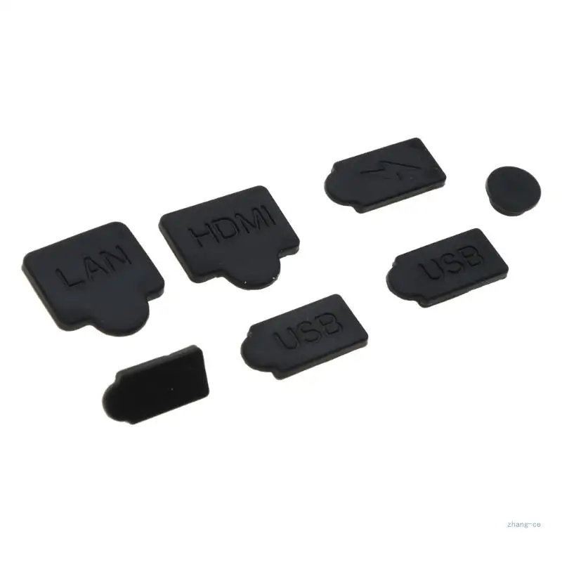 M5TD 7pcs Silicone Dust Plugs Set USB Cover Dustproof Plugs for Game Console