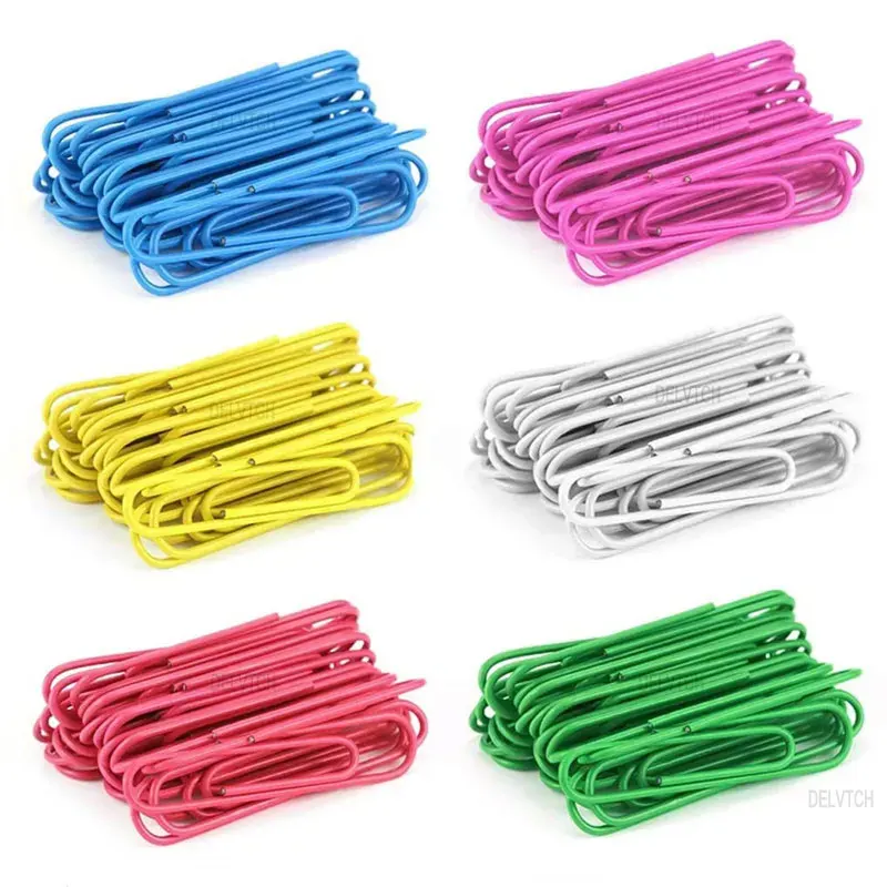 300Pcs Set Paperclips 50mm Office School Book Wall Map Photo Memo Pad Notes Paper Clips Pins Stationery DIY Decoration 6 Color