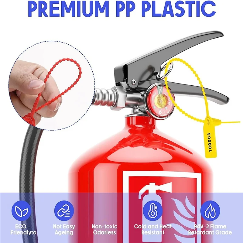 N93R 1000 Pcs Plastic Tamper Seals Fire Extinguisher Tags Security Tags Seals Safety Numbered Zip Ties Labels
