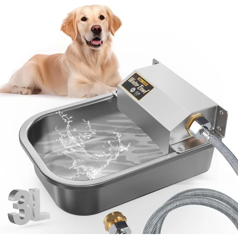 

Automatic Water Dispenser for Dogs Patented 3L Outdoor Dog Drinking Water Bowl Stainless Steel Waterer Feeder Suitable for Chic
