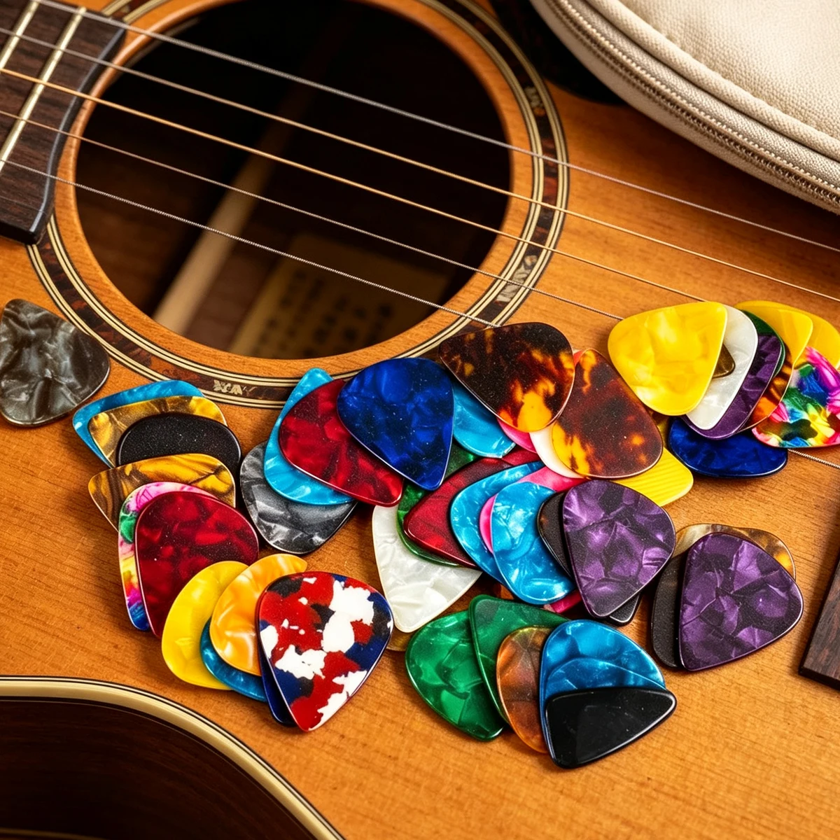 84Pcs 0.46mm Celluloid Guitar Picks in Assorted Colors, Complete Plectrum Set for Acoustic Electric Guitar, Music Lovers ZSY