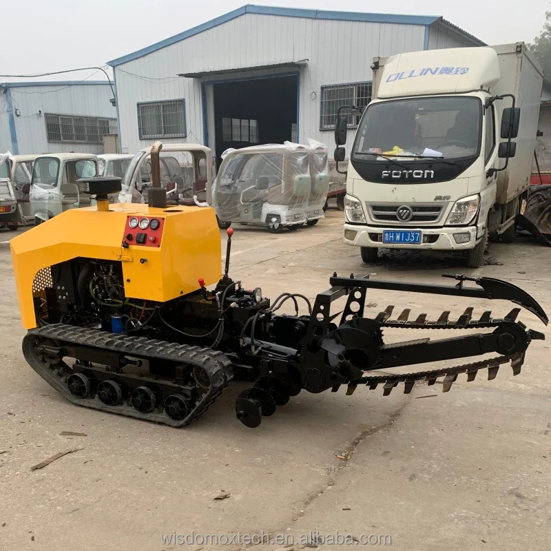 Remote Control Wheel Trencher Full Automatic Wireless Operation Gearbox Chain Ditching Machine For Farm Orchard Factory Price