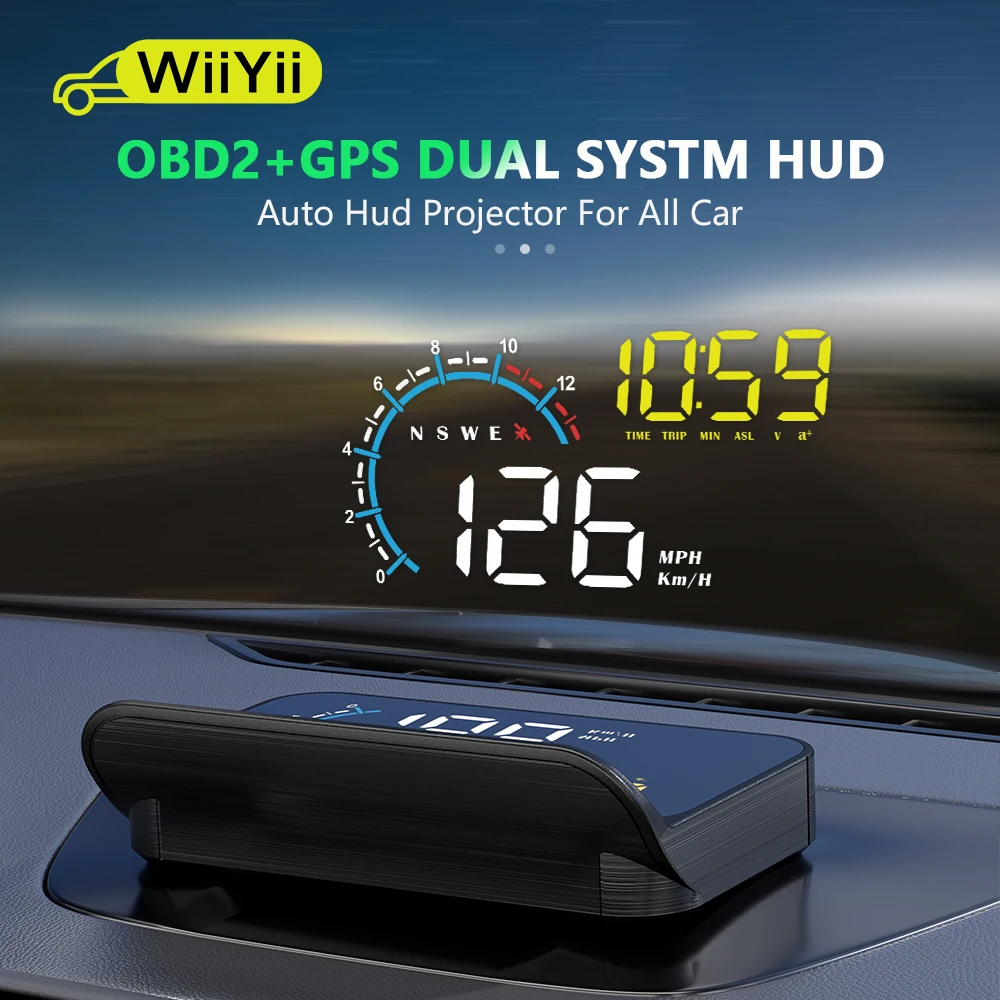 

WiiYii M12 автомобильный OBD2 GPS HUD бортовой компьютер, автомобильный проектор, дисплей на голову, гаджеты, интеллектуальная электроника со всеми автомобилями