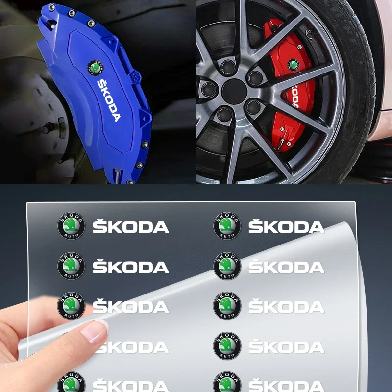 Insignia de pinza de freno de coche, pegatina, accesorios de decoración Interior para Skoda Octavia Fabia Kamiq Kapoq Kodiaq Rapid SCALA Superb
