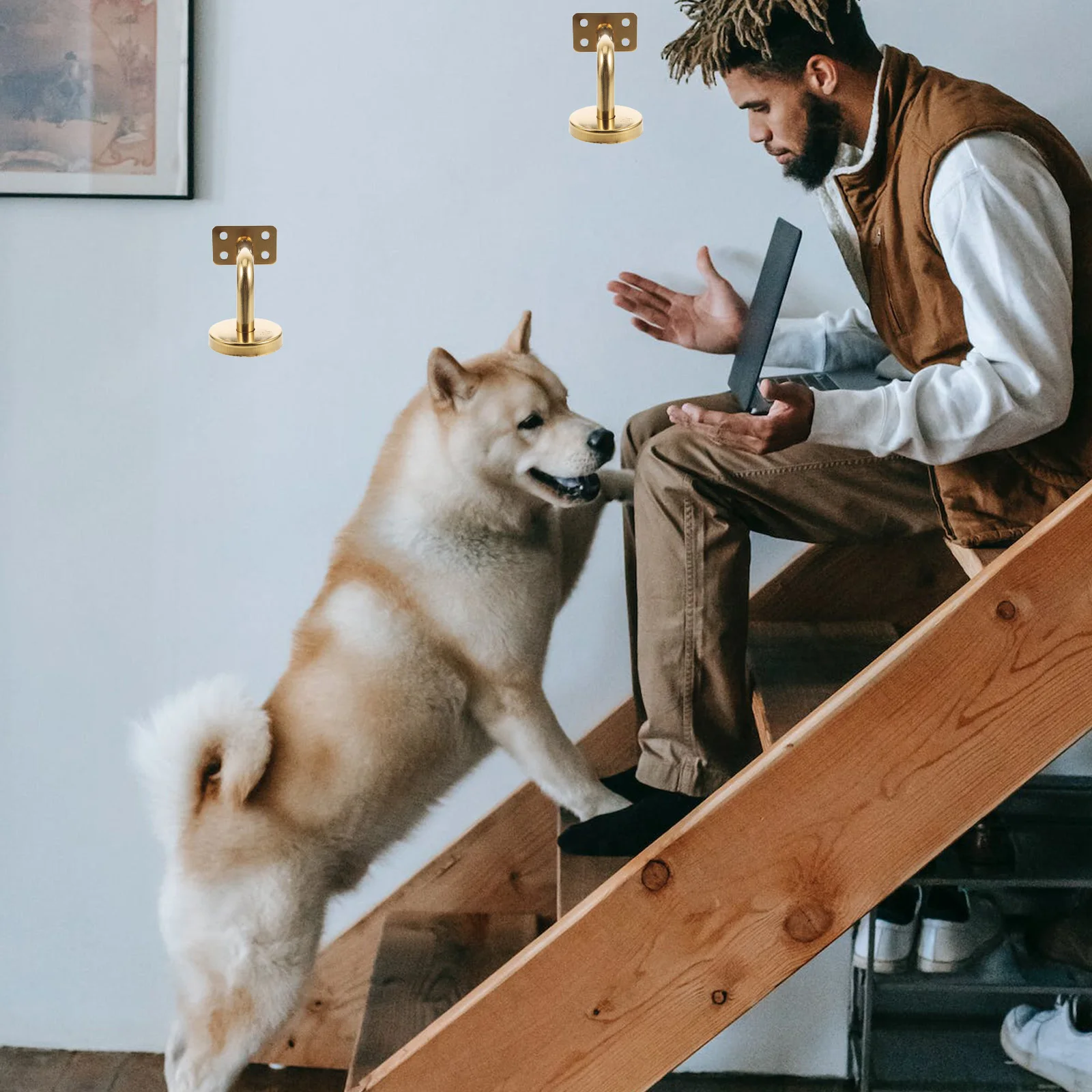 

2pcs Staircase H rail Bracket Stainless Steel Durable Scratch Resistant Easy Assembly Strong Support Construction Tools