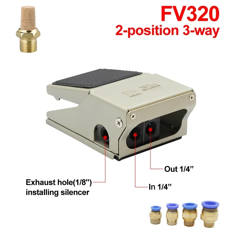 Pneumatic Foot Pedal Control switch with 4F210-08/08L Air Control Valve Air Cylinder Valve 4F210-08G FV420 Foot Switch and FV320