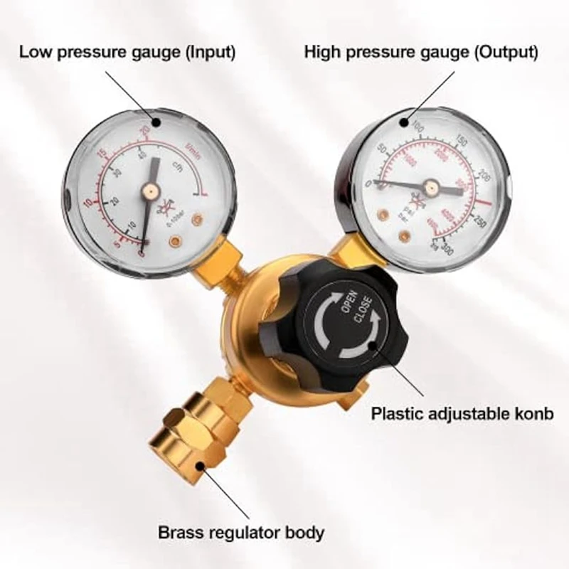 Argon CO2 Regulator Gauge Welding Gas Regulator With 6.6Ft Hose,CGA580 Inlet Connection,0-4500PSI/0-10BAR Input Pressure