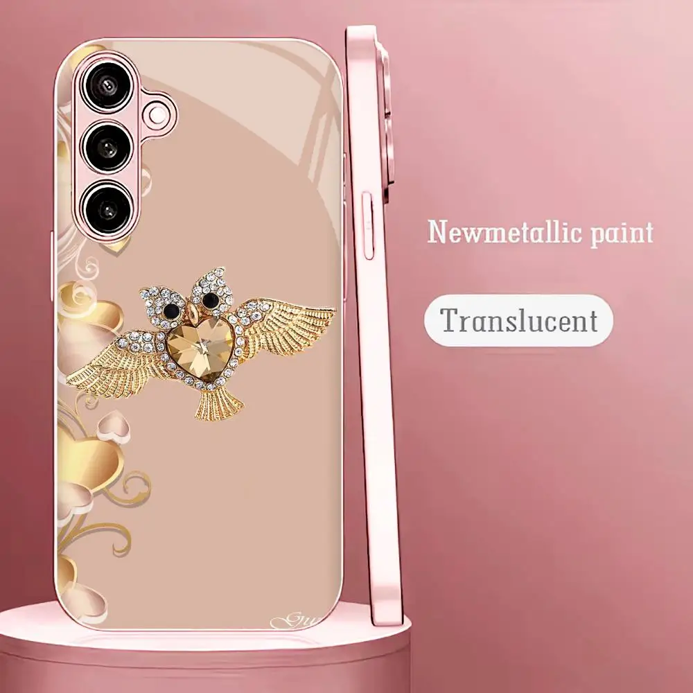 dazed and loving owl Fashion girl Glass TPU QHD PhoneCase for Samsung Galaxy S26 S25 S24 S23 S22 S21 FE,Ultra,Plus Dropresistant