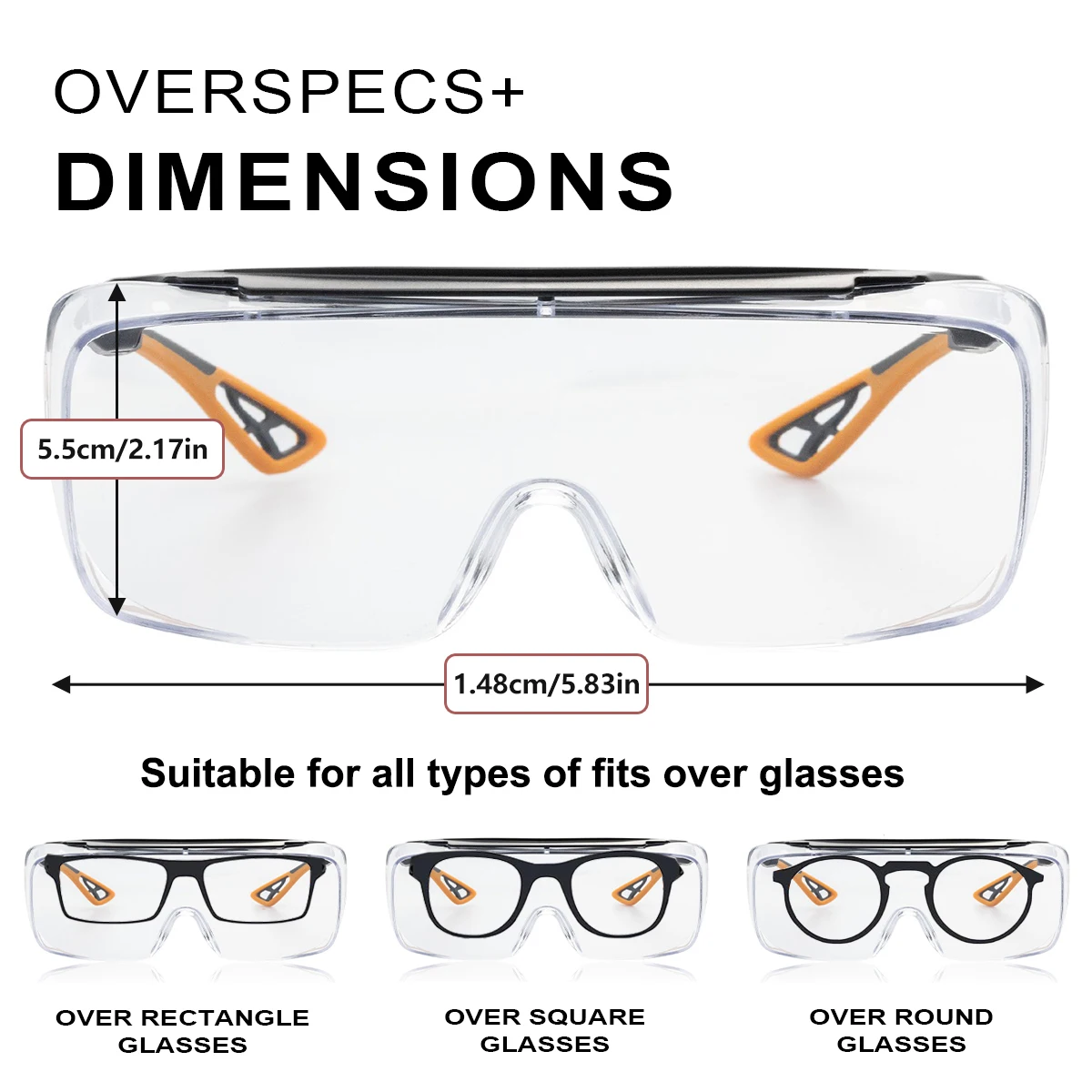 VOPHA Antibeschlag-Schutzbrille mit transparenten Gläsern und Seitenflügelschutz, Blaulichtfilter, Unisex-Schutzbrille – Detail 1