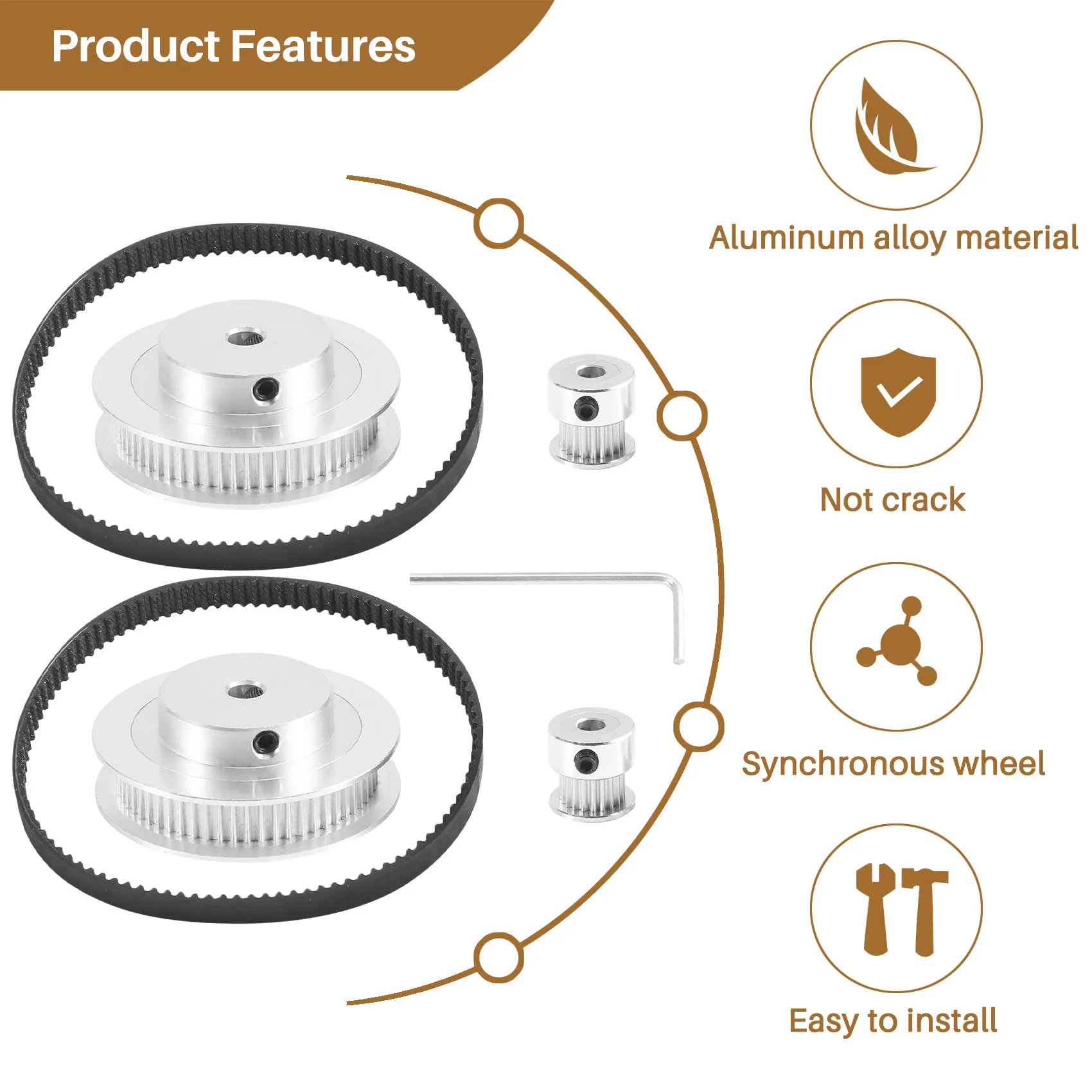 A64I 2 Sets of 2GT Timing Wheels 20&60 Teeth 5mm Bore Aluminum Timing Pulley 2 Piece Set Length 200mm Width 6mm Belt