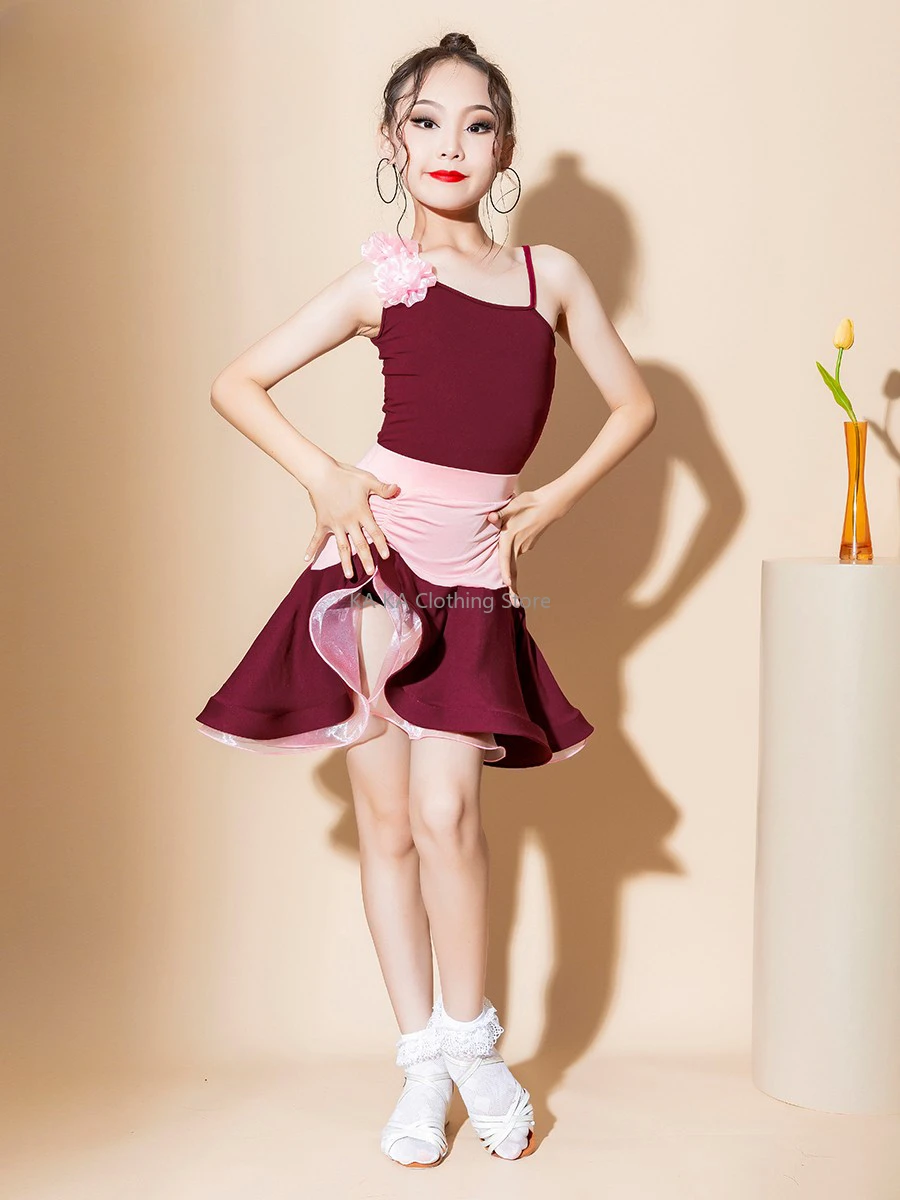 Cha Cha Rumba Tango Latin Dance Dress Girls Samba Latin ubrania do tańca Kids Salsa kostium dziecięcy konkurs sukienki balowe