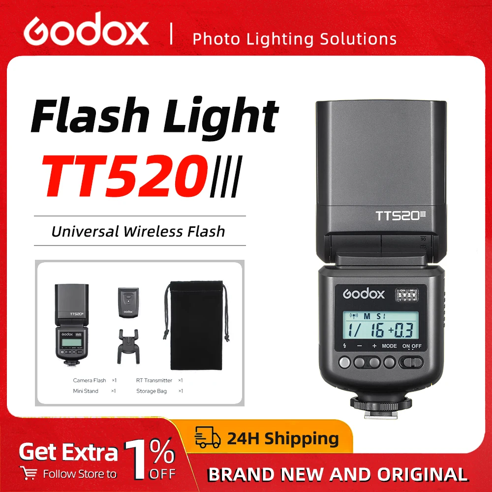 

Godox TT520III Wireless Camera Flash Transmitter Universal Hot Shoes Compatible with Canon Nikon Fujifilm Sony Olympus Cameras