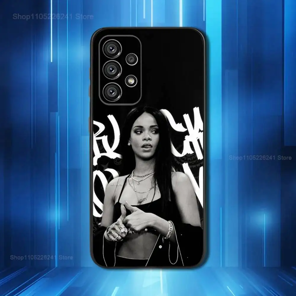 Singer R-RIHANNA-ES Cool For Samsung Galaxy A53,31,52,72,41,22,73,32,71,Note,J7,8,9,5G Soft Black Silicone Phone Case