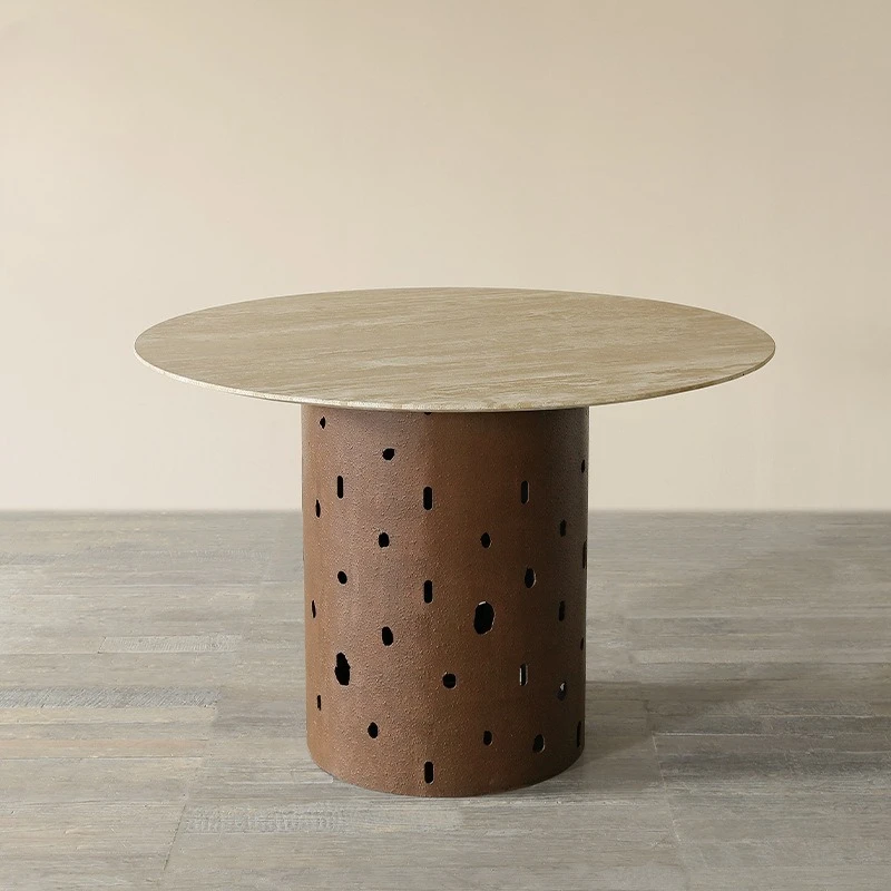 Wabi Sanfeng B & B imitation clay round table, Japanese retro cave stone round dining table