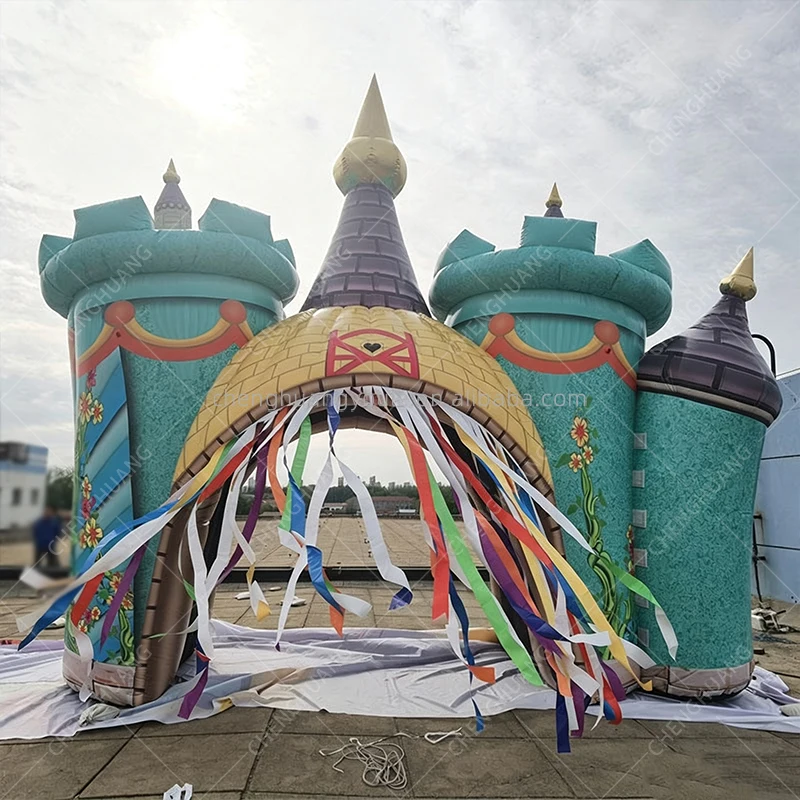 Giant Inflatable Fairy Tale Castle Arch, Colorful Blow Up Entrance Gate for Theme Party, Wedding & Event Display Props