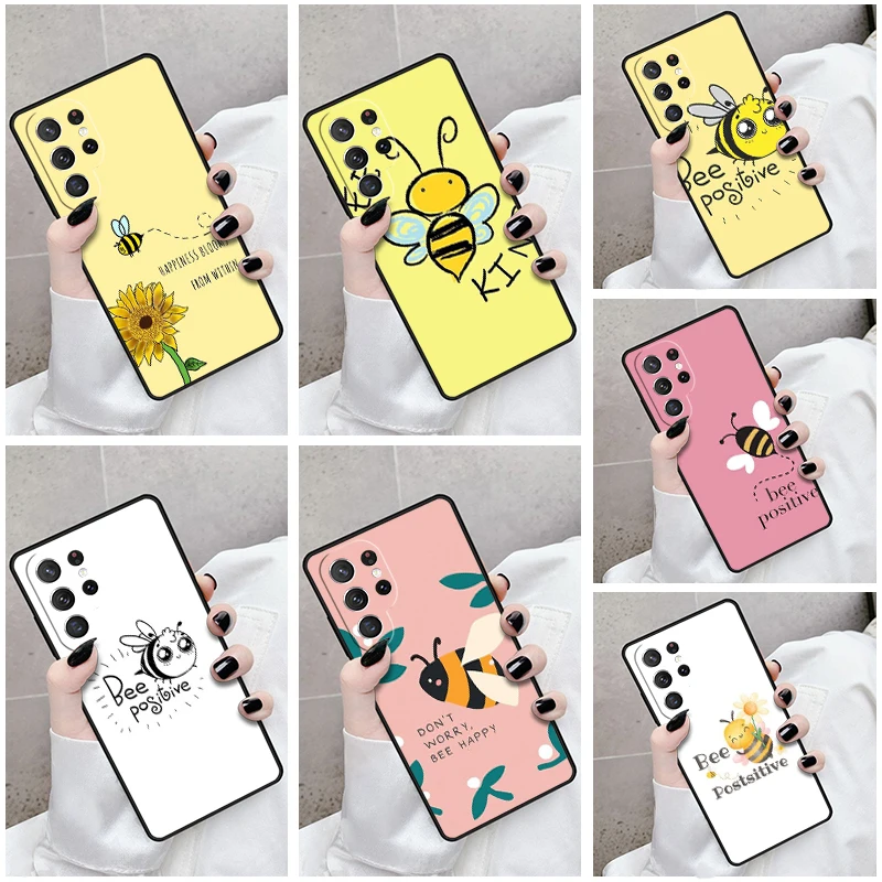 

Чехол для телефона Samsung Galaxy S24 S25 S23 S21fe S22 Ultra Plus Note 10 20, чехол Bee Positive Quote Art