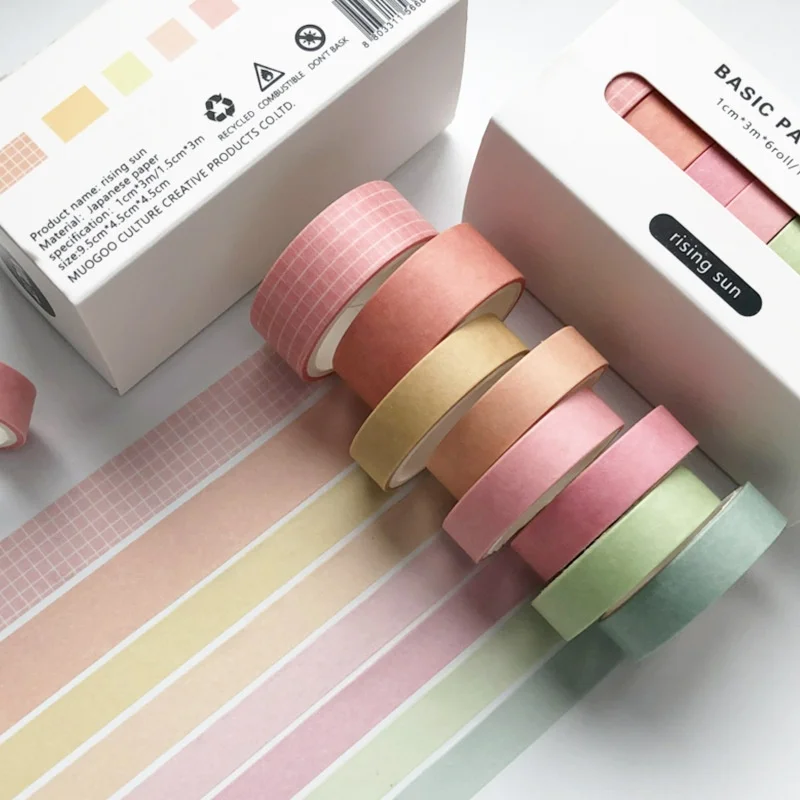 8 rollen per doos effen kleur decoratieve tape set DIY scrapbook journal decoratie schrijfwaren knutseltape